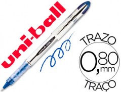 12un MARCADOR UNI-BALL ROLLER UB-200 VISION AZUL 0,8 MM