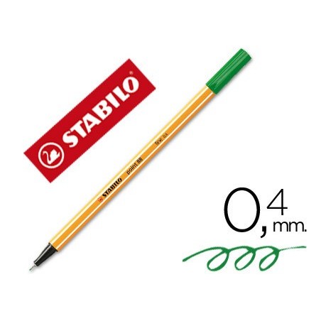 10un MARCADOR STABILO PONTA DE FIBRA POINT 88 VERDE FOLHA 0,