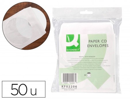 ENVELOPE DE PAPEL Q-CONNECT CD'S/DVD'S PACK DE 50un