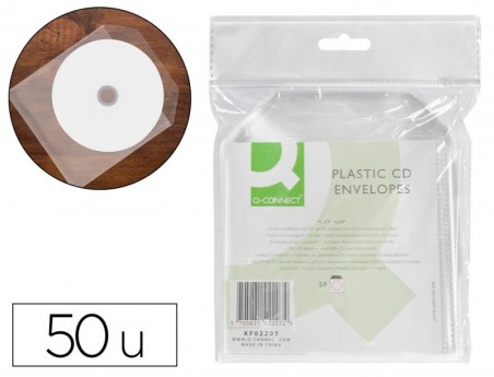 ENVELOPE DE POLIPROPILENO Q-CONNECT CD'S/DVD'S PACK 50un