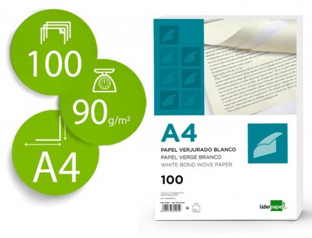 PAPEL VERGE. EMBAL. DE 100 FOLHAS, A4, 90 GRS/Mì, CREME