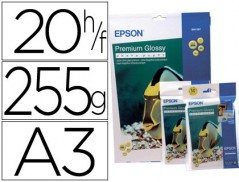 PAPEL EPSON PREMIUM GLOSSY PHOTO PAPER A3 (20 FOLHAS) 255GR.