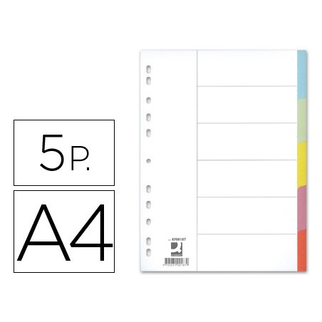 SEPARADORES DE CARTOLINA, Q-CONNECT, A4, 5 SEPARADORES