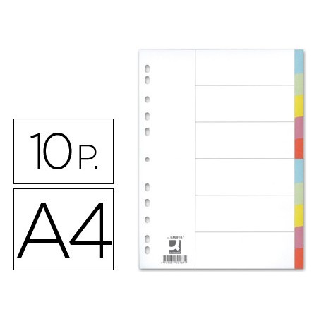 SEPARADORES DE CARTOLINA, Q-CONNECT, A4, 10 SEPARADORES