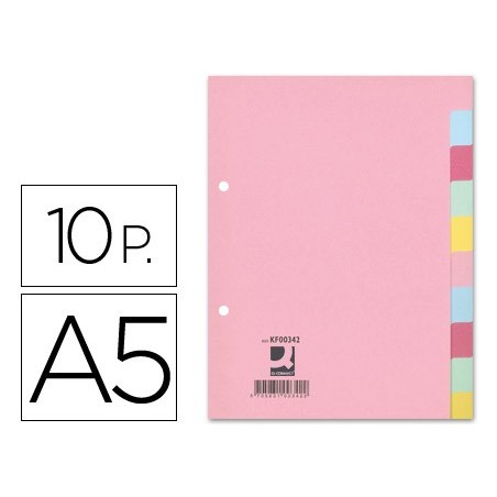 SEPARADORES DE CARTOLINA, Q-CONNECT, A5, 10 SEPARADORES