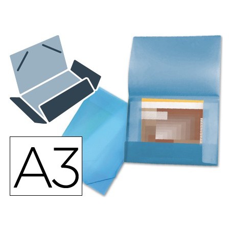 PASTA DE ELASTICOS EM POLIPROPILENO BEAUTONE, A3, AZUL FROST