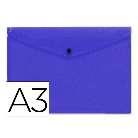 10un BOLSA PORTA DOCUMENTOS LIDERPAPEL, COM MOLA, A3, AZUL