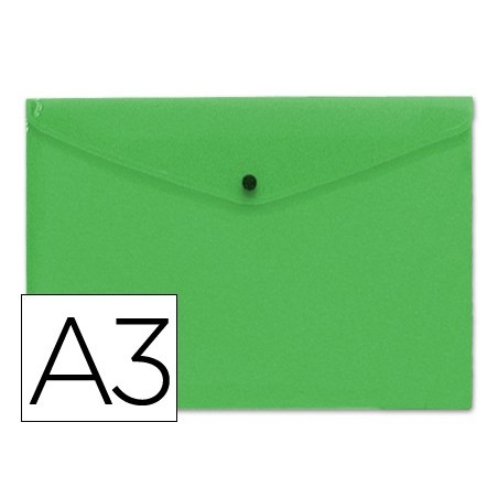 10un BOLSA PORTA DOCUMENTOS LIDERPAPEL, COM MOLA, A3, VERDE