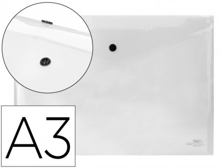 10un BOLSA PORTA DOCUMENTOS LIDERPAPEL, COM MOLA, A3, CRISTA