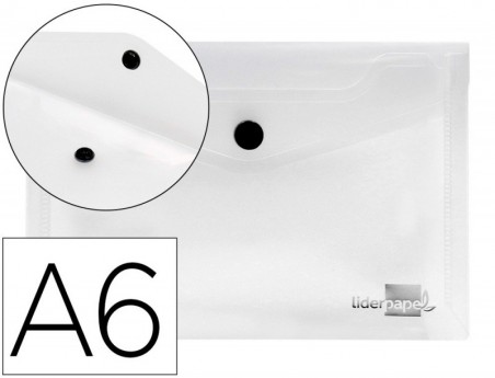 12un BOLSA PORTA DOCUMENTOS LIDERPAPEL, COM MOLA, A6, CRISTA