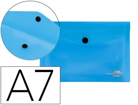 12un BOLSA PORTA DOCUMENTOS LIDERPAPEL, COM MOLA, A7, AZUL