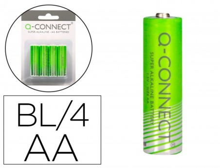 PILHA Q-CONNECT ALCALINA AA-  BLISTER COM 4 PILHAS