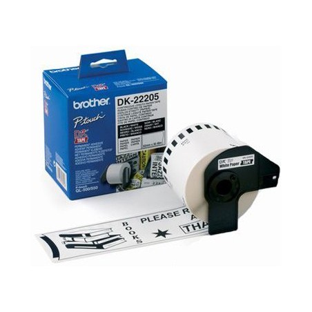 ETIQUETAS CONTINUAS BROTHER DK22205 COR BRANCO MEDIDAS 62MM