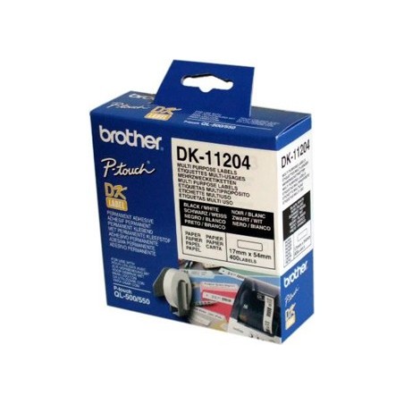 ETIQUETAS PRE-CORTADAS BROTHER DK11204 BRANCA 17 MM X 54 MM