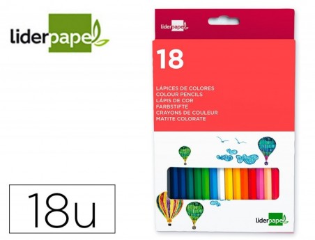 LAPIS DE COR LIDERPAPEL. 18 UNIDADES
