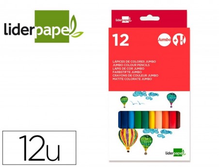 12un LAPIS DE COR JUMBO LIDERPAPEL. 12 UNIDADES