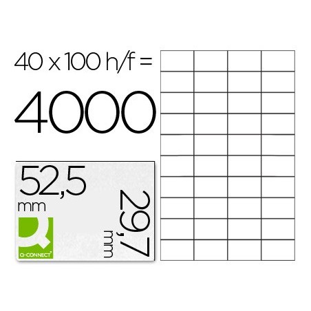ETIQUETAS ADESIVA A4, Q-CONNECT, 52,5 X 297 MM