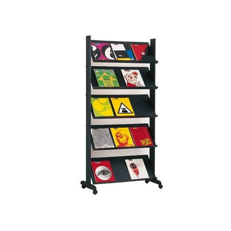 EXPOSITOR PAPERFLOW DE SOLO METALICO PRETO COM RODAS 1650 X