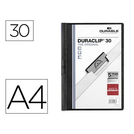 PASTA DOSSIER DURABLE, C/CLIP LATERAL, A4, 30 FLS, PRETO