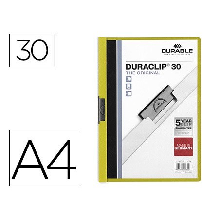 PASTA DOSSIER DURABLE, C/CLIP LATERAL, A4, 30 FLS, VERDE