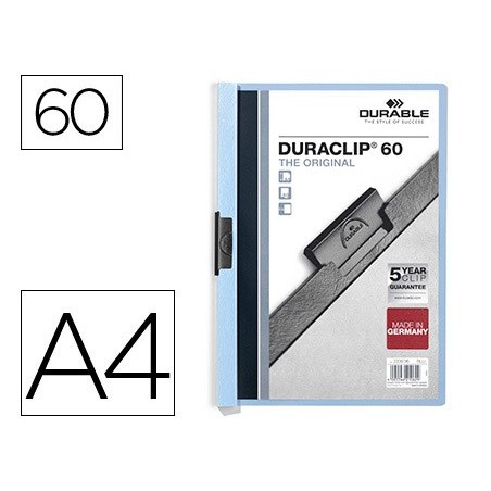 PASTA DOSSIER DURABLE, C/CLIP LATERAL, A4, 60 FLS, AZUL