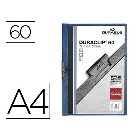PASTA DOSSIER DURABLE, C/CLIP LATERAL, A4, 60 FLS, AZUL ESCU
