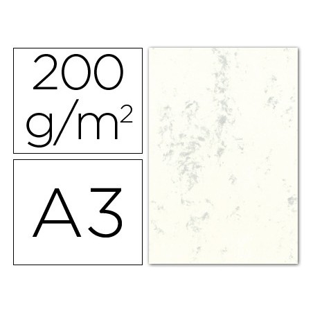 CARTOLINA MARMOREADA 200 GRS, EMB. 100, A3, CREME CLARO