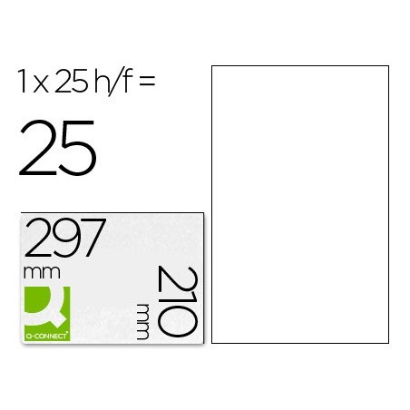 ETIQUETA ADESIVA A4, Q-CONNECT TRANSPARENTE IMPERMEAVEL, 210