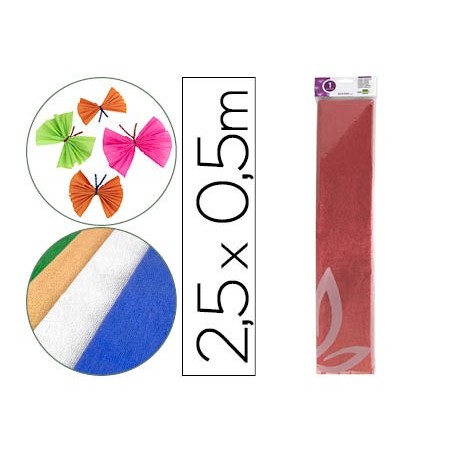PAPEL CREPE EM CELOFANE 50 CM X 2,5 M. VERMELHO METALIZADO