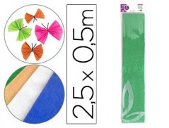 PAPEL CREPE EM CELOFANE 50 CM X 2,5 M. VERDE METALIZADO