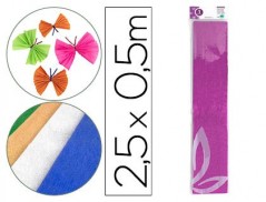 PAPEL CREPE EM CELOFANE 50 CM X 2,5 M. ROSA METALIZADO