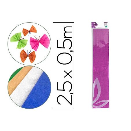 PAPEL CREPE EM CELOFANE 50 CM X 2,5 M. ROSA METALIZADO