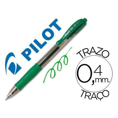 12un ESFEROGRAFICA PILOT G-2 VERDE TINTA GEL -RETRATIL -COM