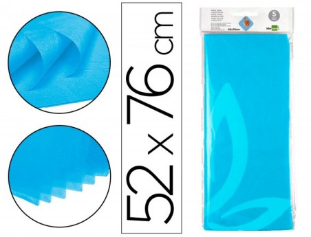 PAPEL SEDA LIDERPAPEL. 50 X 76 CM. 18 GRS/M2. CELESTE