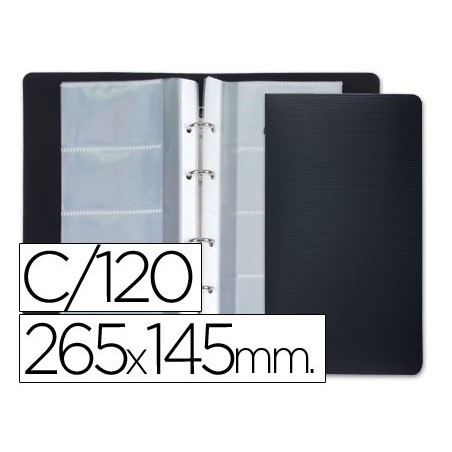 PORTA-CARTOES DE VISITA, 4 ANEIS, LP, CAP.120 CARTOES