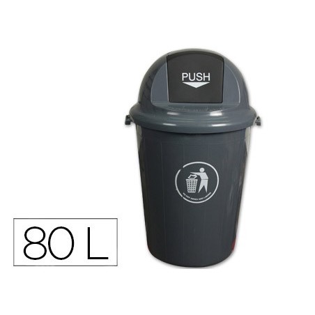 BALDE DE LIXO Q-CONNECT EM PLASTICO CINZA COM TAMPA REDONDA