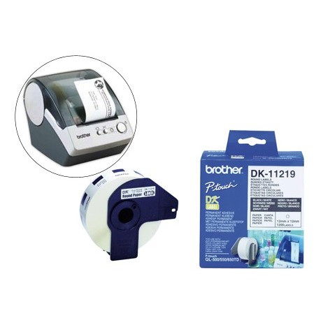 ETIQUETAS PRE-CORTADAS BROTHER DK11219 BRANCA 12 MM X 12 MM