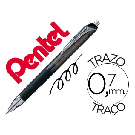 12un ROLLER GEL PENTEL KL257 HYPERG RETRACTIL PRETO