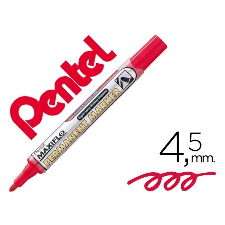 12un MARCADOR PENTEL NLF50 PERMANENTE MAXIFLO 4,5 MM VERMELH