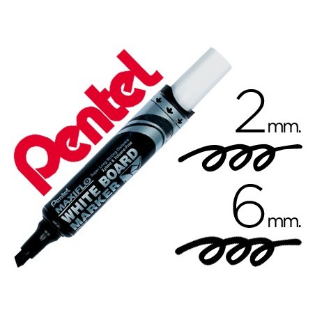 12un MARCADOR PENTEL MWL6 MAXIFLO QUADRO BR. BISELADO PRETO