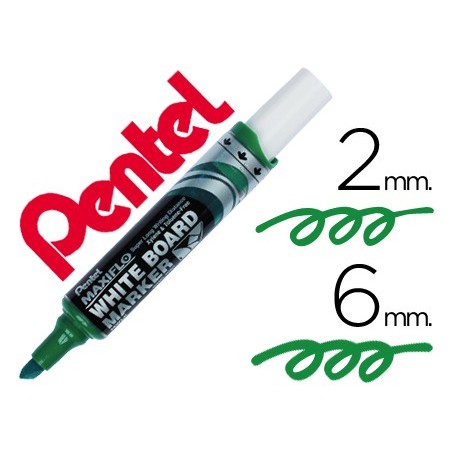 12un MARCADOR PENTEL MWL6 MAXIFLO QUADRO BR. BISELADO VERDE