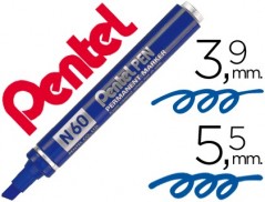 12un MARCADOR PENTEL N60 PERMANENTE BISELADO AZUL