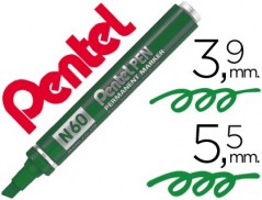 12un MARCADOR PENTEL N60 PERMANENTE BISELADO VERDE