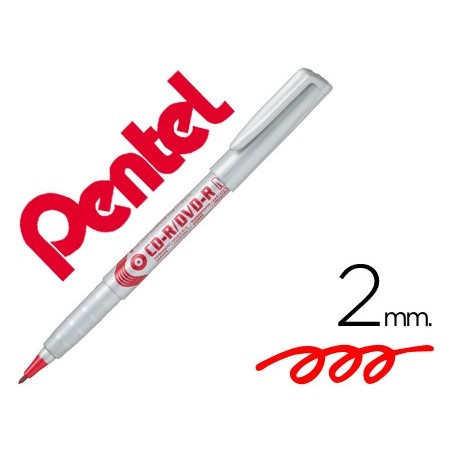 12un MARCADOR PENTEL NMS51 CD/DVD PERMANENTE VERMELHO