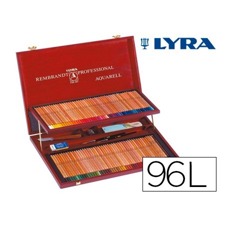 LAPIS DE CORES LYRA REMBRANDT AGUARELA 96 CORES ESTOJO MADEI