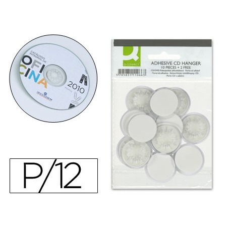 SUPORTE PARA CD Q-CONNECT ADESIVOS -BOLSA DE 12 UNIDADES