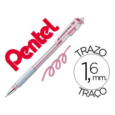 12un ESFEROGRAFICA ROLLER HIBRIDA METALICA PENTEL K186 ROSA