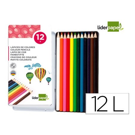 12un LAPIS DE CORES LIDERPAPEL CAIXA METALICA DE 12 CORES