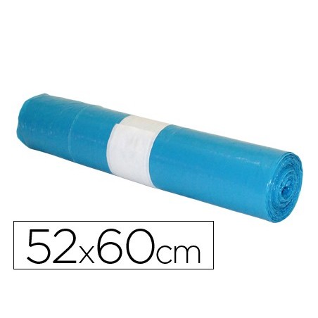 SACO DE LIXO DOMESTICO AZUL 52X60CM GALGA 70 ROLO DE 20 UNID