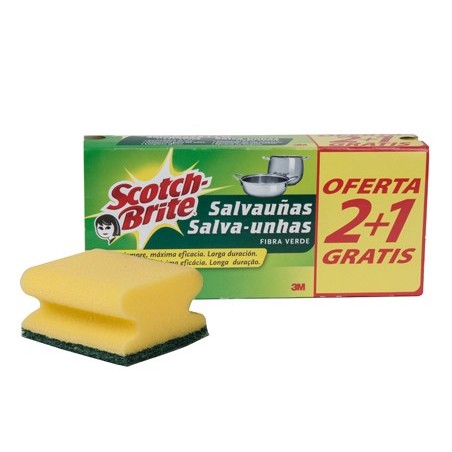 ESFREGAO SALVA UNHAS SCOTCH BRITE FIBRA VERDE EMBALAGEM 3X2